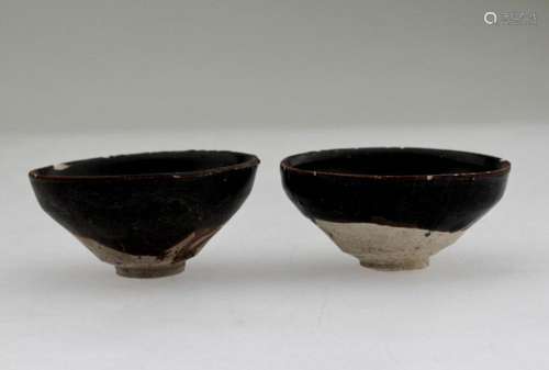 Two Black Hare's Fur/Speckled Jian TEMMOKU Bowls