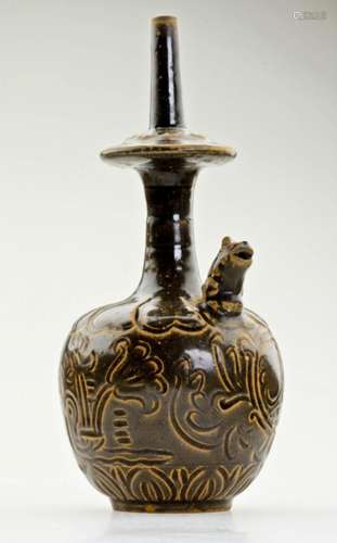 An Extremely Rare Chinese Olive Glazed Ewer