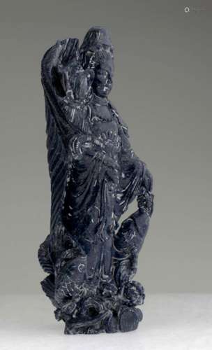 A Nice Chinese Lapis Lazuli Carved Guan Yin Figure