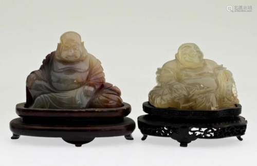 A Pair of Vintage Agates with Carved Buddhas