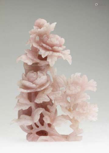 A Nice Chinese Tourmaline Pink Vase and Flowers