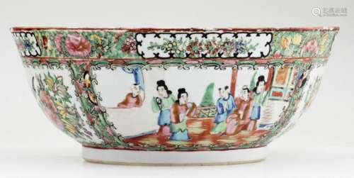 A Large Chinese Export Rose Medallion Punch Bowl