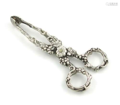 A pair of Victorian silver sugar nips, by Reily and Storer, London 1842, trailing grapevine