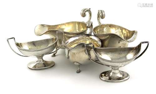 A mixed lot of silver items, comprising: a pair of sauce boats, by Wakely and Wheeler, London