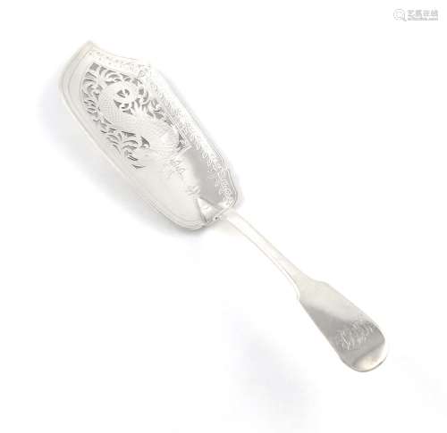 A William IV silver Fiddle pattern fish slice, by Messrs. Lias, London 1834, the blade pierced and