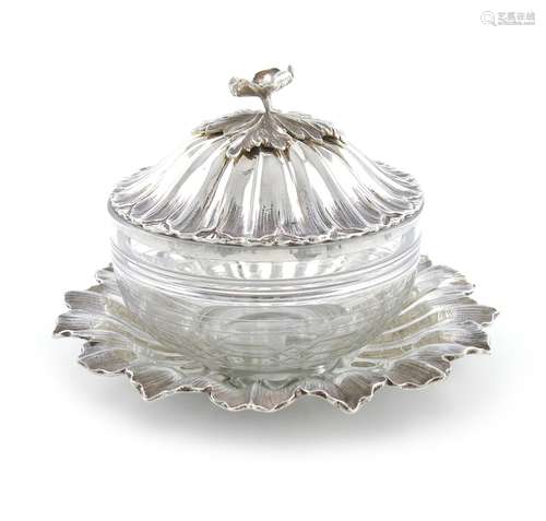 A William IV silver butter dish, by Charles Fox, London 1834, later circular glass body, the base of