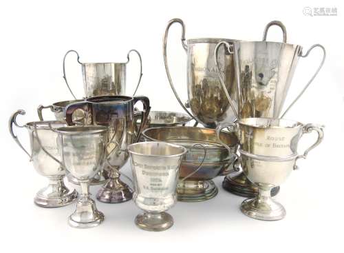 A mixed lot of silver trophy cups, various dates and makers, including one by Charles and George