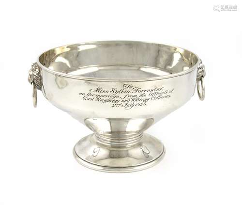 A silver rose bowl, by Martin, Hall and Co, Sheffield 1923, retailed by Hamilton and Inches,