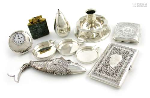 A mixed lot, comprising silver items: a Scottish table cigar lighter, by Hamilton and Inches,