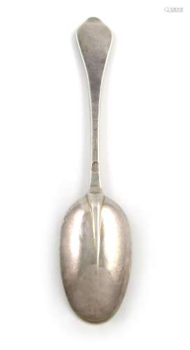 A Queen Anne silver Dog-nose spoon, by William Petley, London 1709, the reverse of the oval bowl