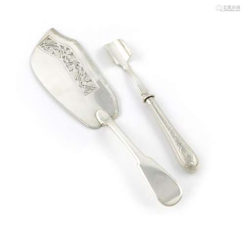 A George III silver Fiddle pattern fish slice, by William and Samuel Knight, London 1811, the