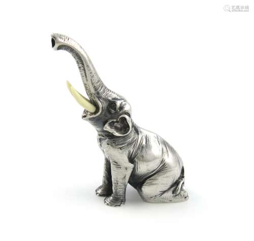 An Austrian novelty silver elephant salt pot, by Georg Adam Scheid, and also stamped Ges Gesch,