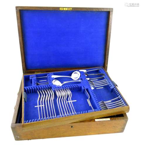 A silver part canteen of Old English pattern flatware, by The Goldsmiths and Silversmiths Company,