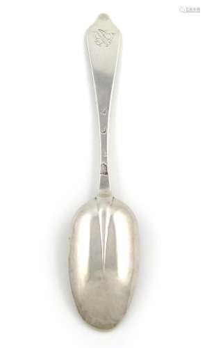 A Queen Anne silver Dog-nose spoon, by Thomas Spackman, London 1709, the oval bowl with a plain