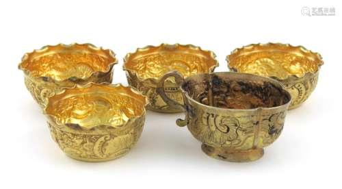 An 18th century Russian silver-gilt vodka cup, assay master Andrey Andreyev, Moscow 1779, lobed oval