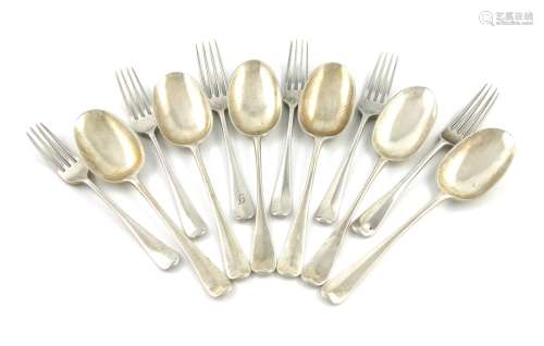 A mixed lot of silver Rat-tail pattern flatware, various dates and makers including Charles Boyton