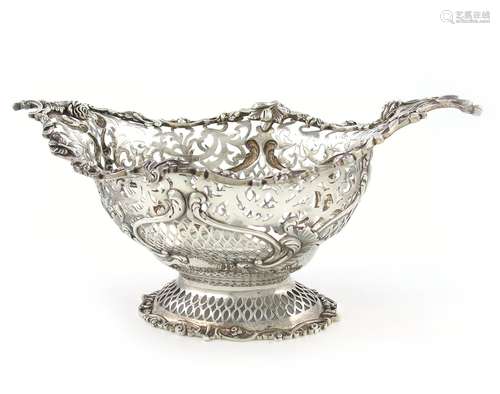 A late-Victorian silver basket, by Gibson and Langman, London 1899, oval form, pierced and