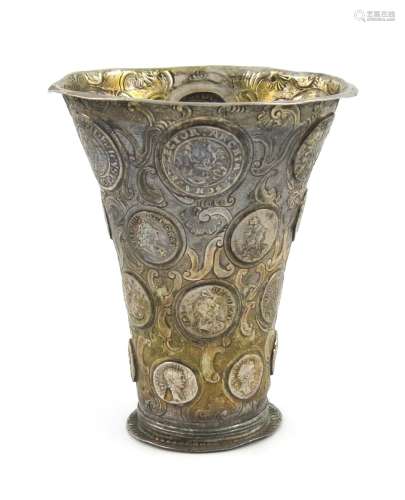 A Scandinavian silver beaker, with traces of a maker's mark, late 18th century, tapering circular