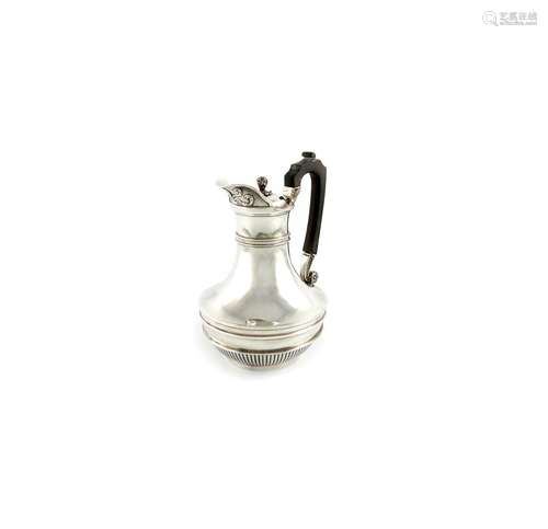 A George III silver coffee jug, maker's mark of GH, London 1805, circular bellied form, part-