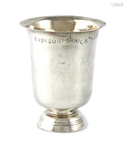 A 19th century French silver beaker, maker's mark of M.L in a lozenge, tapering circular form, on