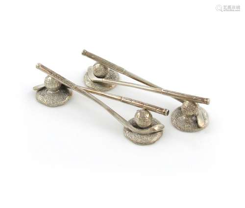 A pair of late-Victorian novelty silver knife rests, by Harrison Fisher, Sheffield 1898, each