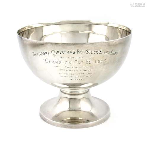 A silver trophy bowl, by W. Neale Limited, Birmingham 1921, circular form, inscribed 'Bridport