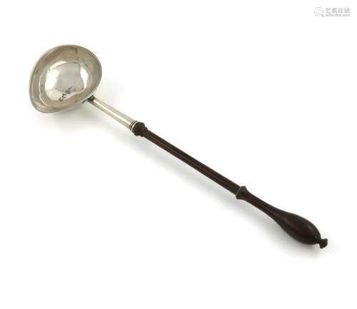 A George II silver punch ladle, by Richard Gosling, London 1752, shaped oval bowl, wooden baluster