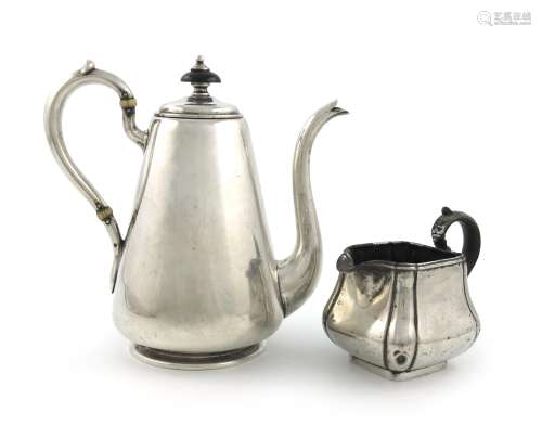 λA late-19th century Russian silver coffee pot, assay master A. Svechin, Moscow 1874, tapering