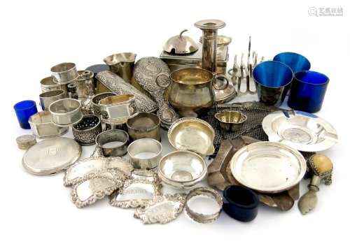λA mixed lot of silver items, various dates and makers, comprising: an ox-eye cup, by Charles Stuart
