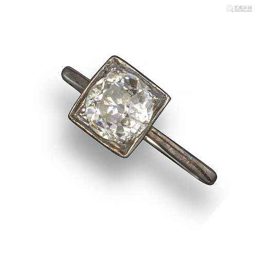 A diamond solitaire ring, the old circular-cut diamond weighs approximately 1.30cts and set in white