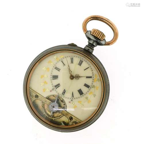 An open-face eight-day pocket watch by Aubry, Graizley & Godat, signed keyless-wind pin-set movement