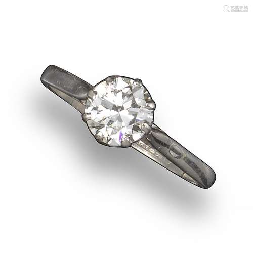 A diamond solitaire ring, the circular brilliant-cut diamond weighs approximately 0.90cts and is set