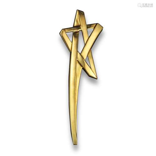 A yellow gold shooting star brooch by Paloma Picasso for Tiffany & Co, signed, 18g, 8cm, Tiffany