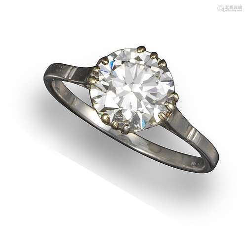 A diamond solitaire ring, the round brilliant-cut diamond weighs approximately 1.75cts and is set in