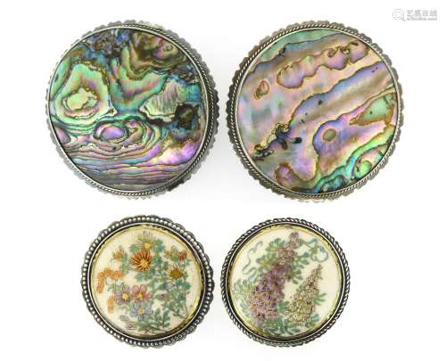 Two satsuma ware silver brooches by H.G. Murphy, maker's mark HGM and The Falcon Studio's mark, 4.