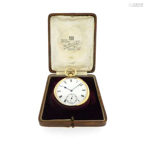 An open-faced pocket watch by 'Mirror of Gems' Newport, hallmarked Chester 1901. Three-quarter plate