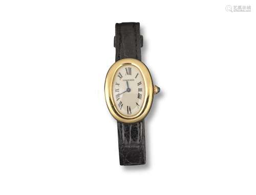 CARTIER - a lady's 18ct gold Baignoire wristwatch, Reference: 1954, Circa 1990 quartz movement,