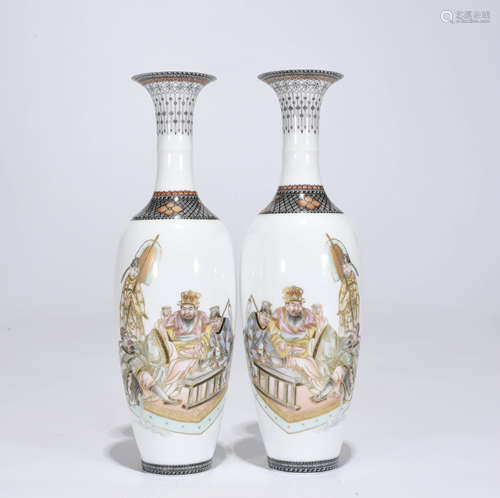 Pair Of Chinese Famille Rose Porcelain Vase