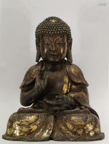 Chinese Large Bronze w/ Gilt Splash