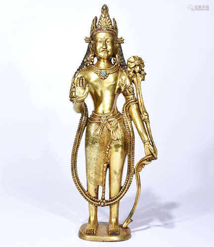 Chinese Gilt Bronze Guanyin