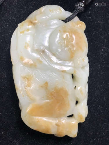 Chinese Jade Carving of Boy and Lotus