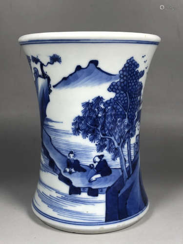Blue and White Porcelain Brush Pot