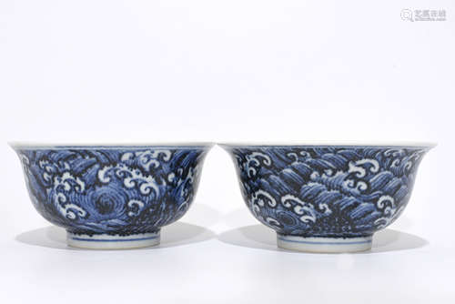 Pair Of Chinese Blue And White Porcelain Bowl