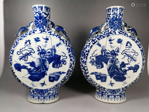 Pair of Chinese Blue and White Porcelain Vases