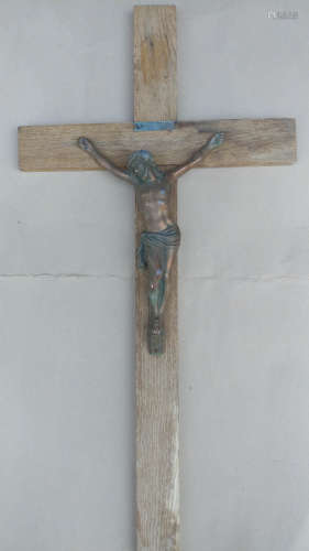 Antique Large Metal Cross Crucifix.