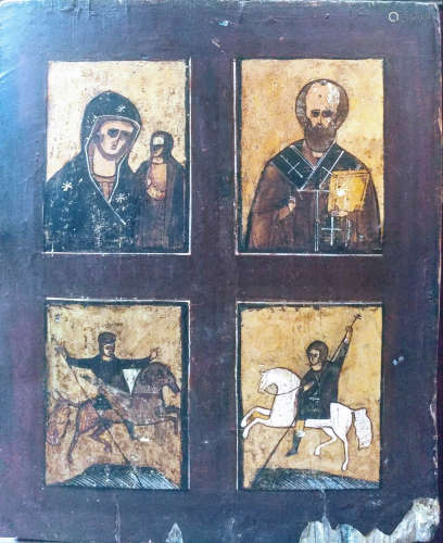 19c Russian Icon of Four (4)Parts