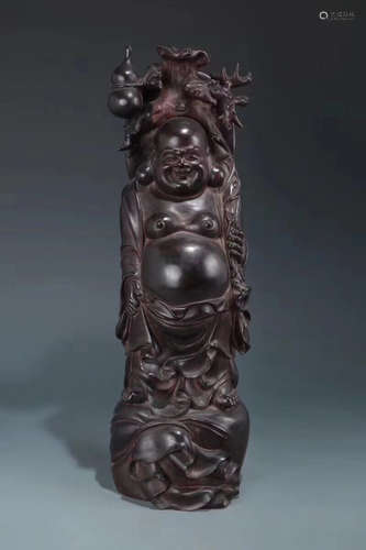 A BUDDHA DESIGN RED SANDALWOOD FIGURE