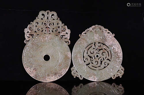 A PAIR OF ANCIENT JADE BI