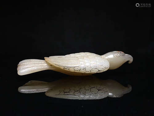 A SWALLOW DESIGN OLD HETIAN JADE ORNAMENT