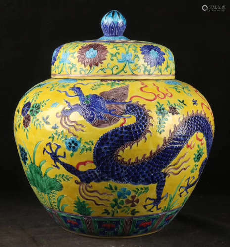 A DRAGON PATTERN FAHUA GLAZED POT